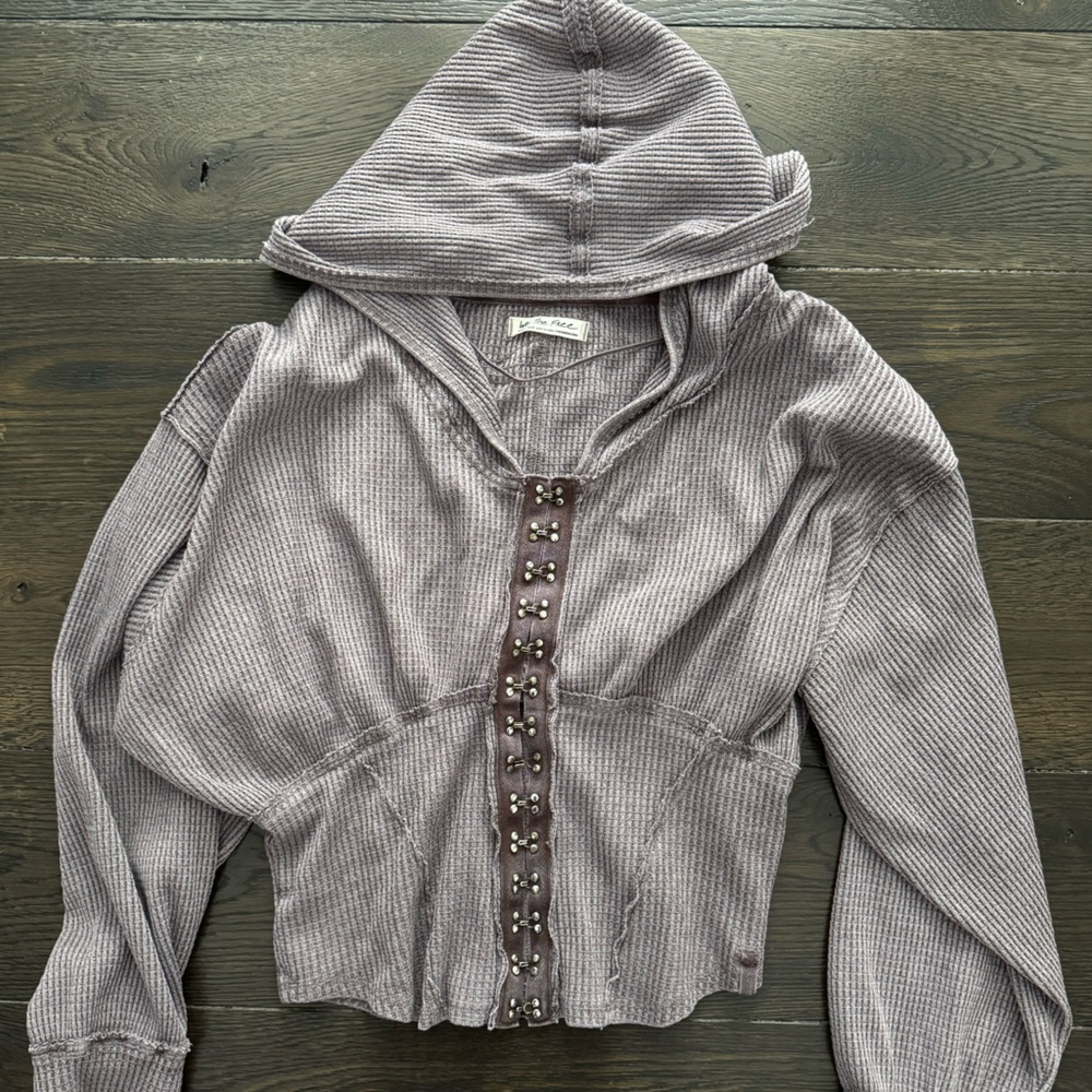 Free People Purple Thermal Hooded Top